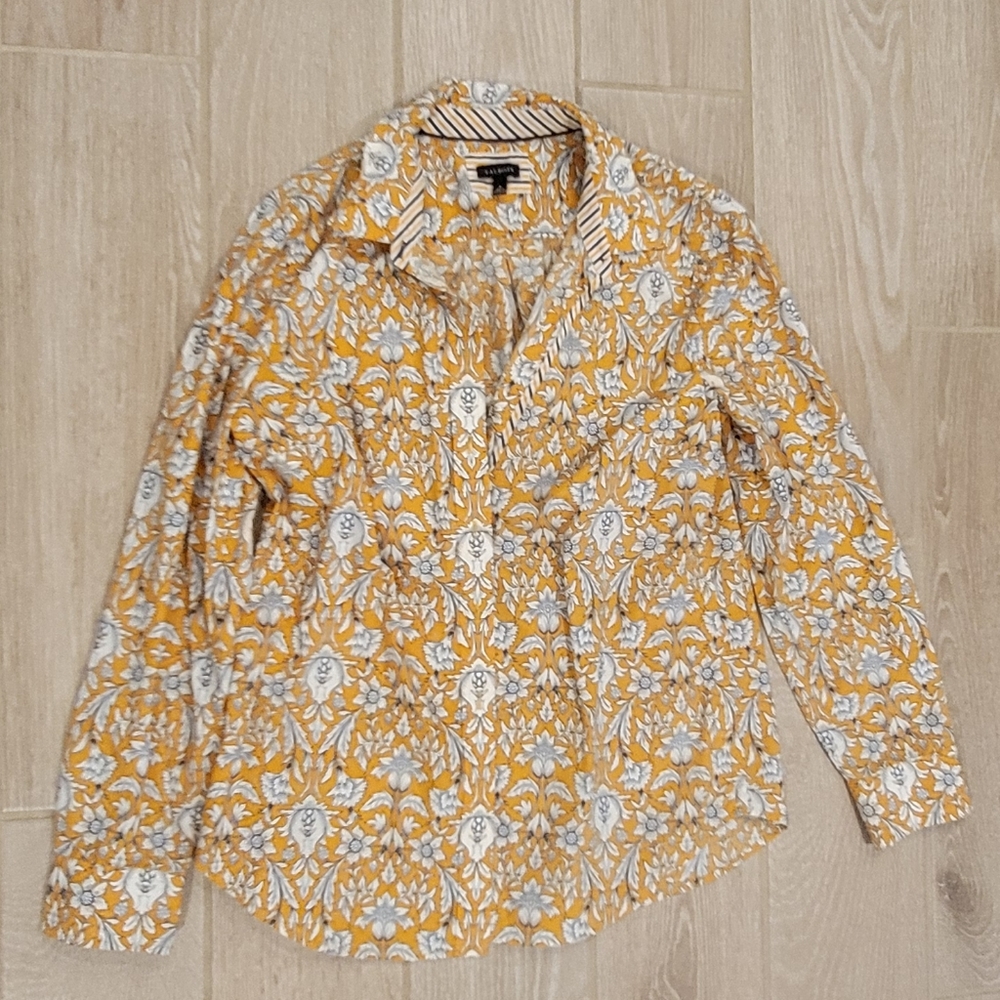 Talbots Mustard and White Patterned Button Down Shirt